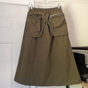 Olive A-Line Skirt with Utility Pocket Detail